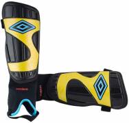 Щитки футбольные Umbro NEO SHIELD W/SOCK Черный-Желтый-Голубой